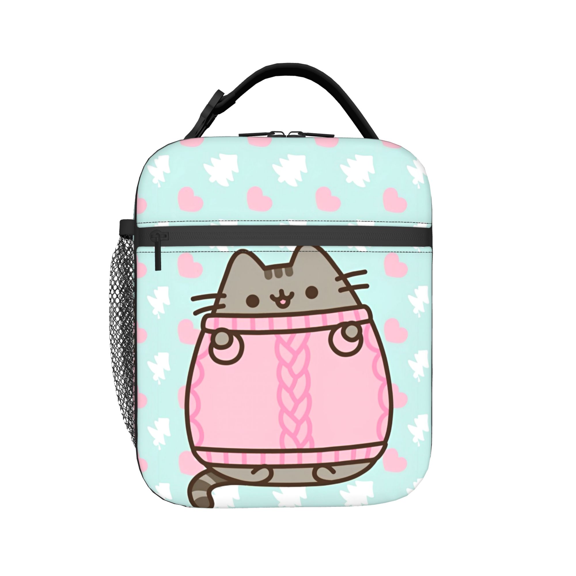 Food Storage Warmer - กระเป๋าใส่อาหารกลางวันลายแมวน่ารักแบบพกพา P-Pusheencats กล่องเก็บอาหารแบบเก็บความเย็น กระเป๋าใส่อาหารกลางวัน กระเป๋าปิคนิคสำหรับนักศึกษา กระเป๋าเก็บอาหาร