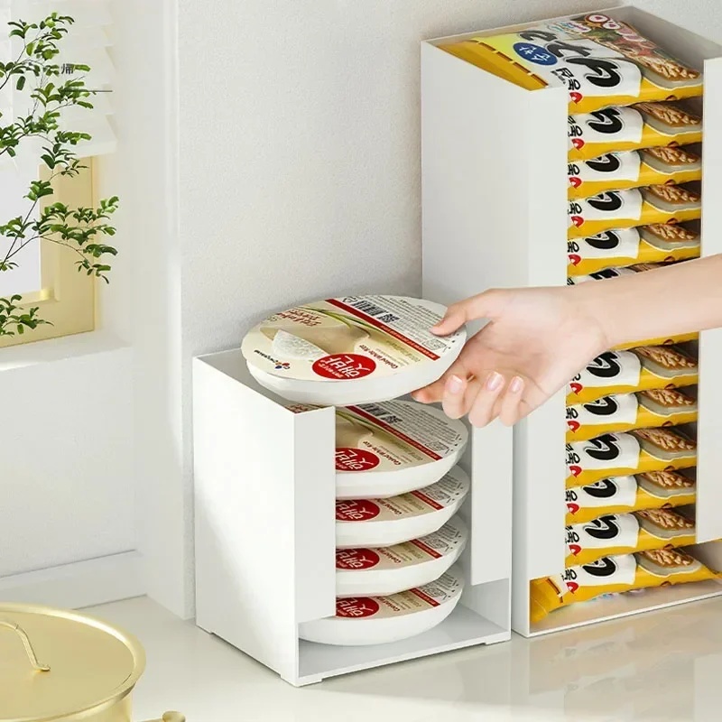 Stackable Pantry Bin - กล่องเก็บบะหมี่กึ่งสำเร็จรูป อุปกรณ์จัดระเบียบครัวอเนกประสงค์สำหรับถ้วยบะหมี่ ภาชนะเก็บอาหารในครัว สามารถวางซ้อนกันได้