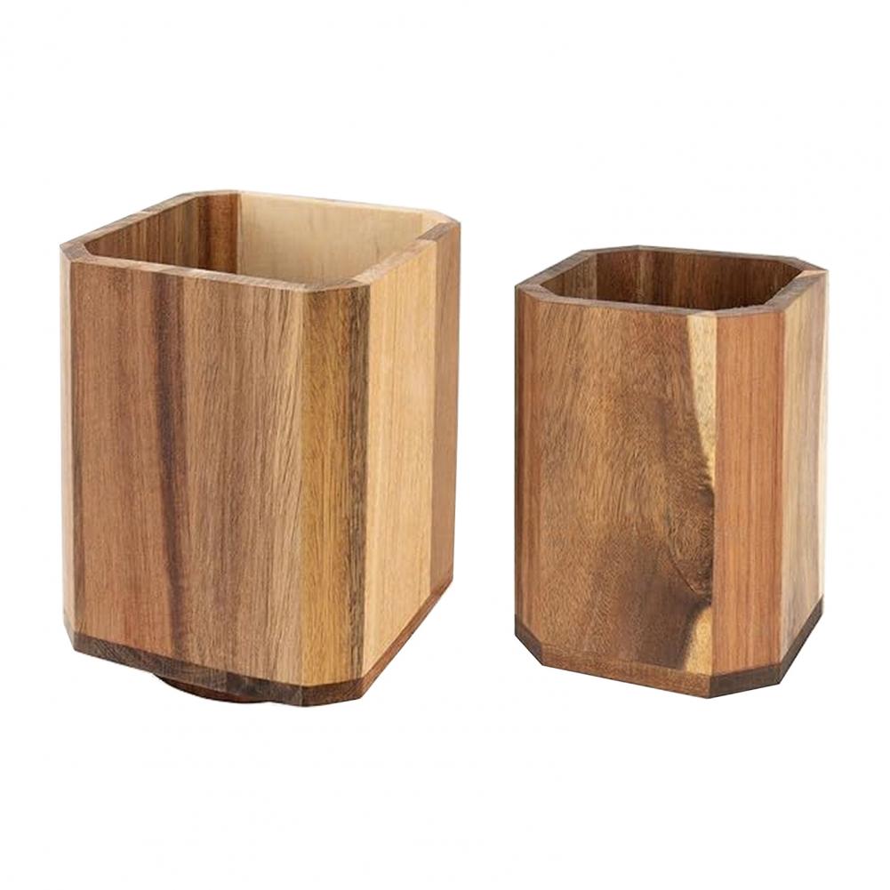 Stackable Pantry Bin - ที่จัดระเบียบอุปกรณ์ครัว ที่วางอุปกรณ์ครัวไม้ ที่วางอุปกรณ์ครัวไม้แบบหมุนได้ พร้อมฐานกันลื่นสำหรับตะหลิว