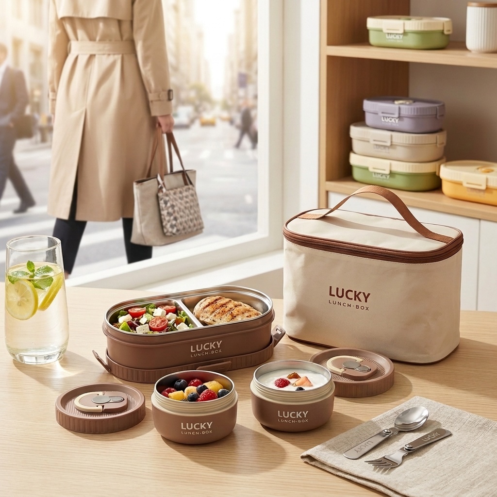 Food Storage Oven Safe - กล่องอาหารกลางวันสแตนเลส 304 ทนความร้อน ใช้กับไมโครเวฟได้ ป้องกันการรั่วซึม พกพาสะดวก