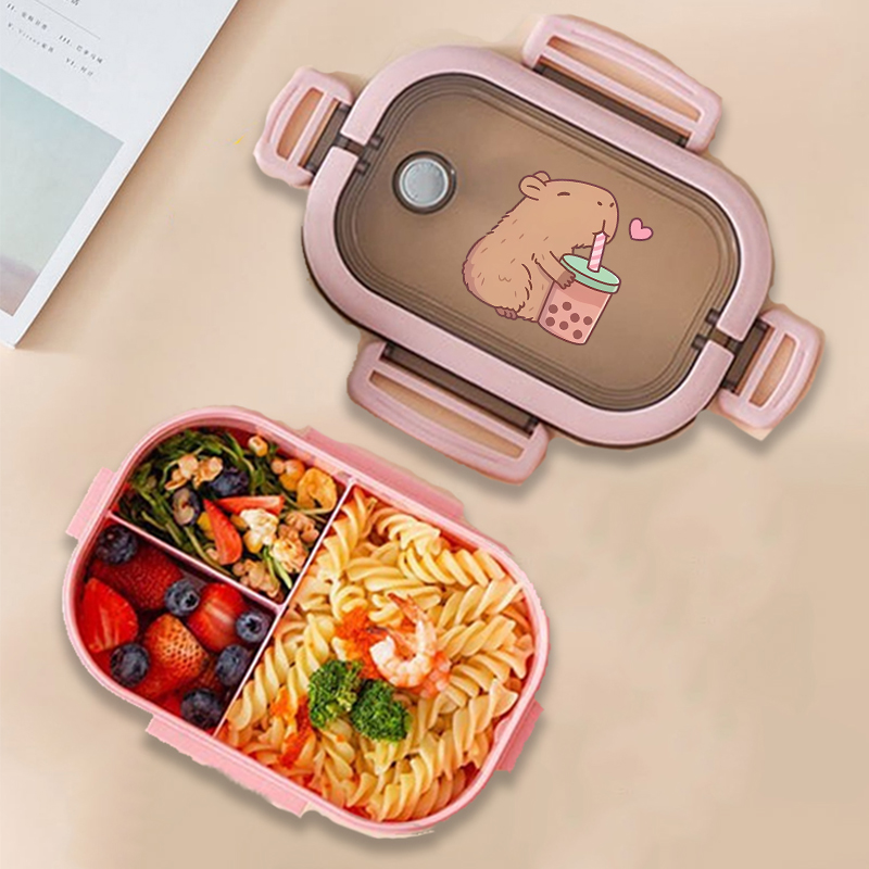 Food Storage For Room - กล่องข้าวกลางวันลายคาปิบาร่า ลายการ์ตูนอนิเมะ กล่องเก็บอาหารสำหรับเด็ก กล่องอาหารกลางวันสำหรับเด็กนักเรียน ปิกนิก กล่องอาหารกลางวันสำหรับเด็กชายและเด็กหญิง