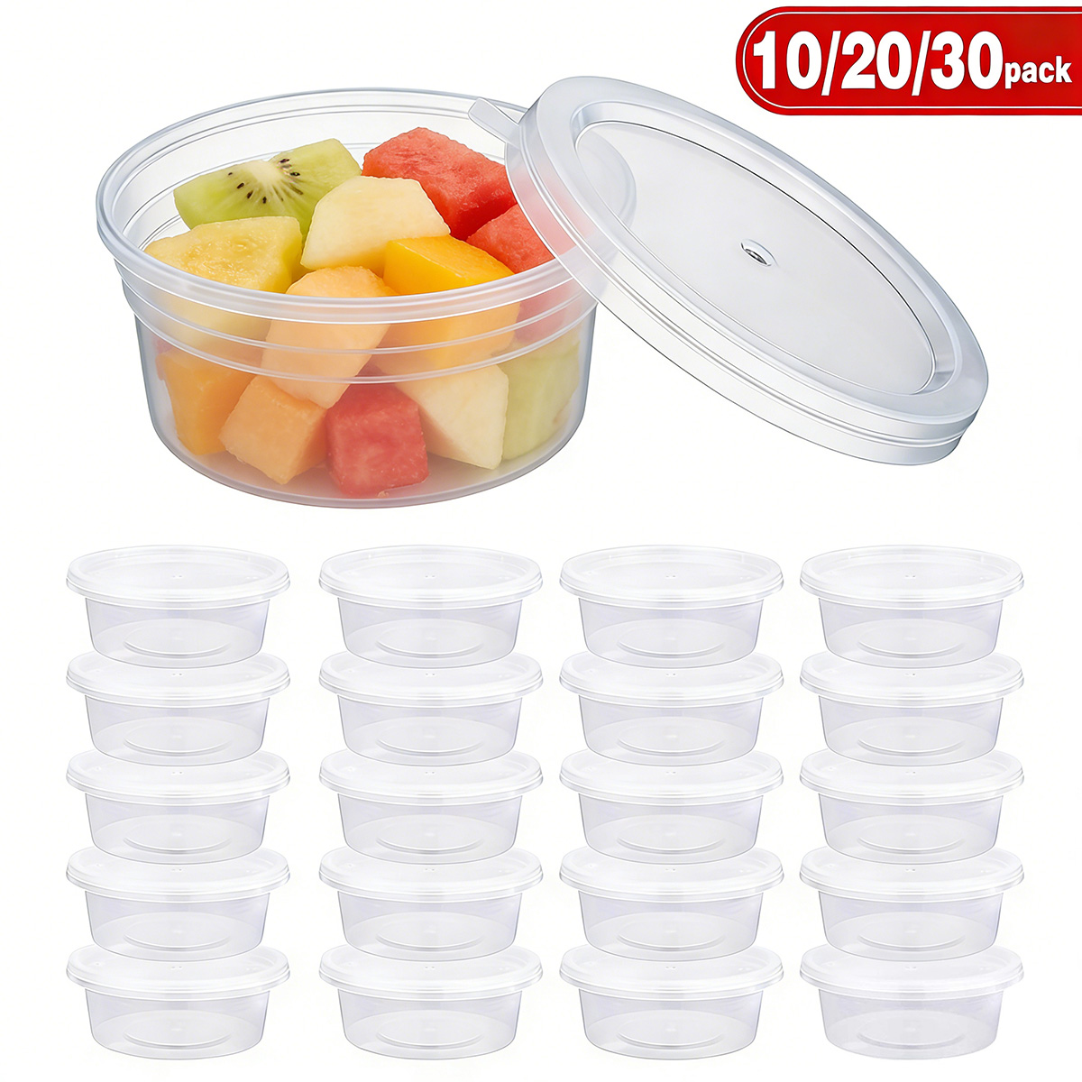 Food Storage Containers With Lids - ชุด 10/20/30 ชิ้น ภาชนะใส่สไลม์ขนาดเล็กพร้อมฝาปิด ภาชนะใส่เครื่องปรุง ถ้วยพลาสติกสำหรับเก็บอาหาร