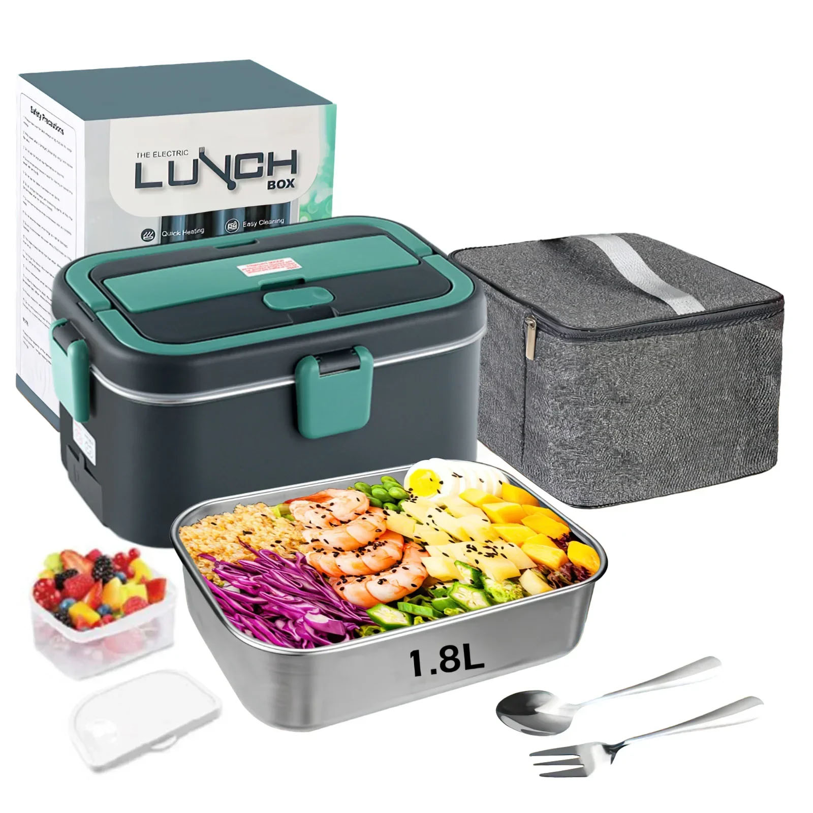 Food Storage Warmer - กล่องอาหารกลางวันไฟฟ้าอุ่นอาหาร 1.8 L 80W Outdoor Camping