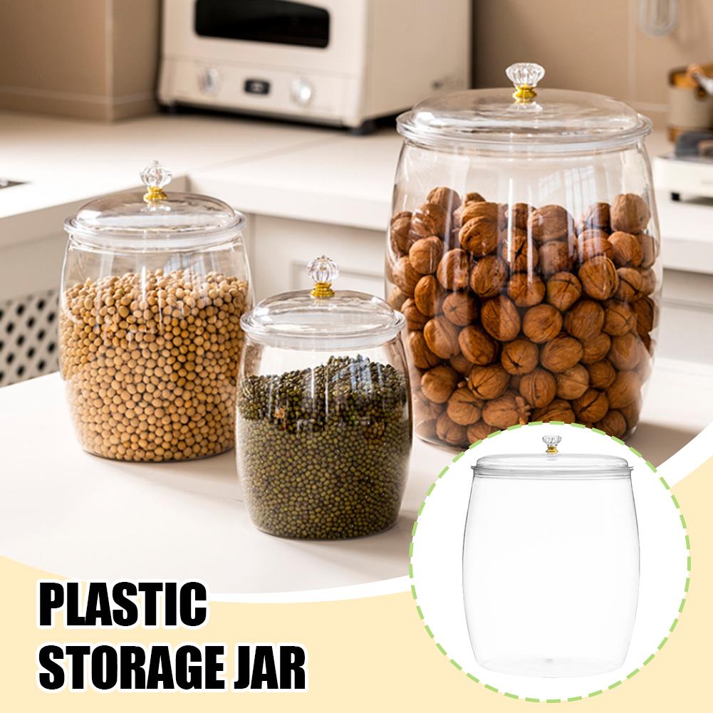 Food Storage Containers With Lids - โหลพลาสติกใสขนาดใหญ่พร้อมฝาปิดสนิทสำหรับเก็บอาหาร เช่น คุกกี้ ลูกอม ขนม น้ำตาล