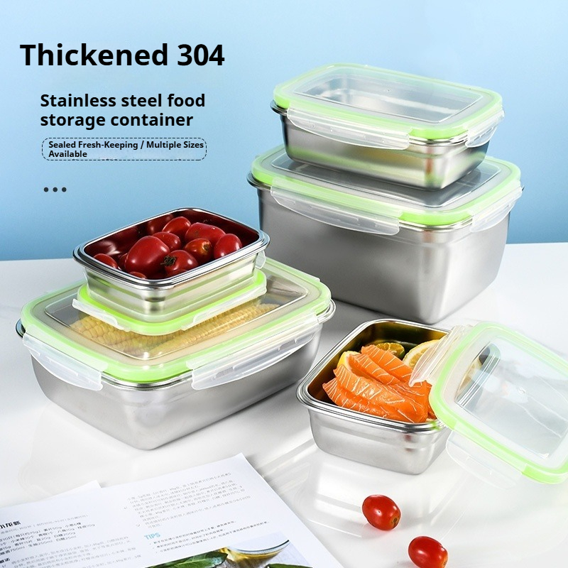 Food Storage Containers With Lids - ชุดกล่องอาหารกลางวันสแตนเลส 304 พร้อมฝาปิดซิลิโคนโปร่งใสภาชนะเก็บอาหารแบบวางซ้อนกันได้สำหรับห้องครัวโรงเรียนสำนักงาน