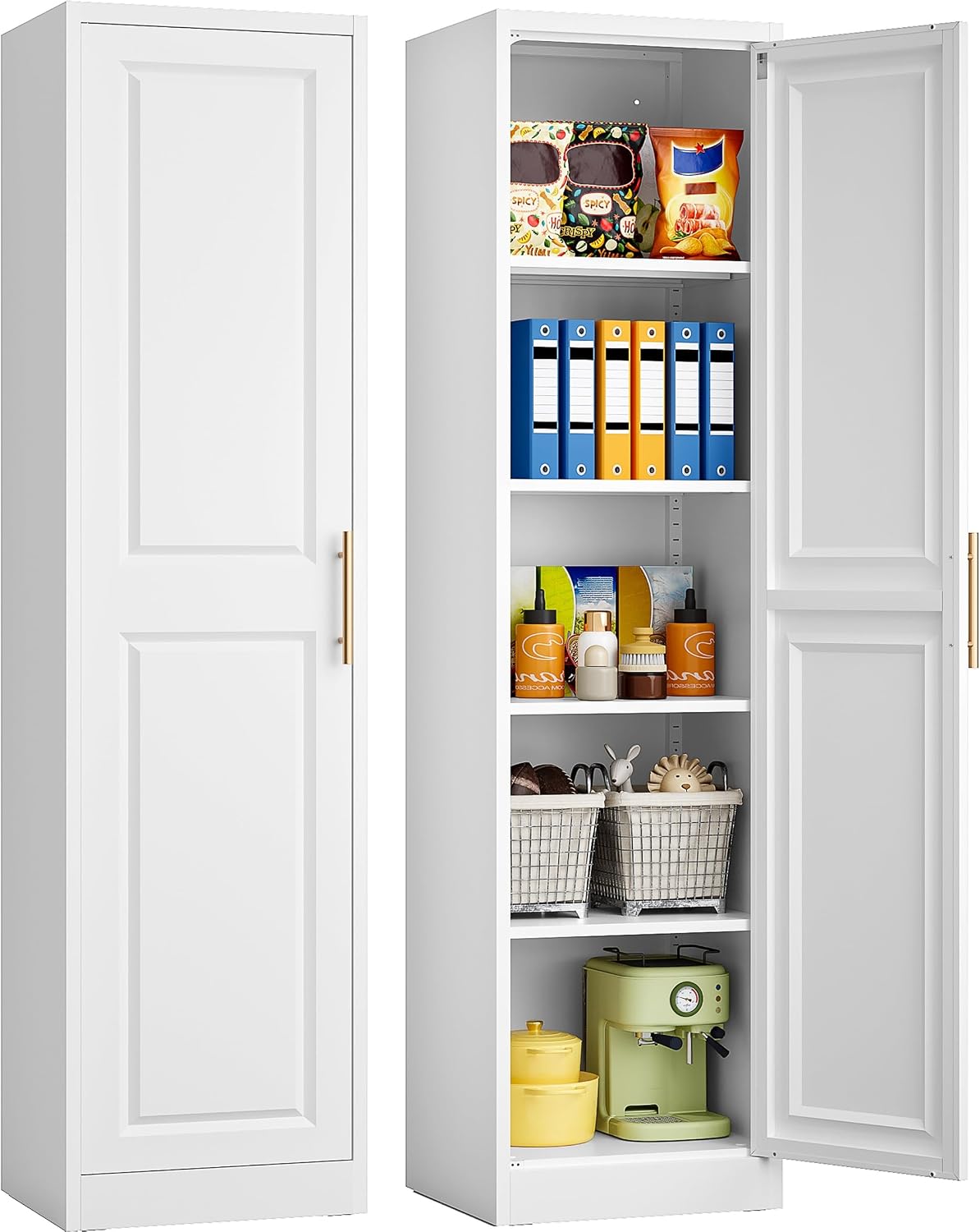 Food Storage For Room - ตู้เก็บของทรงสูงแคบ ประตูเดียว 5 ชั้นวาง ตู้ครัวทรงเพรียวบาง ตู้เก็บของในห้องน้ำ