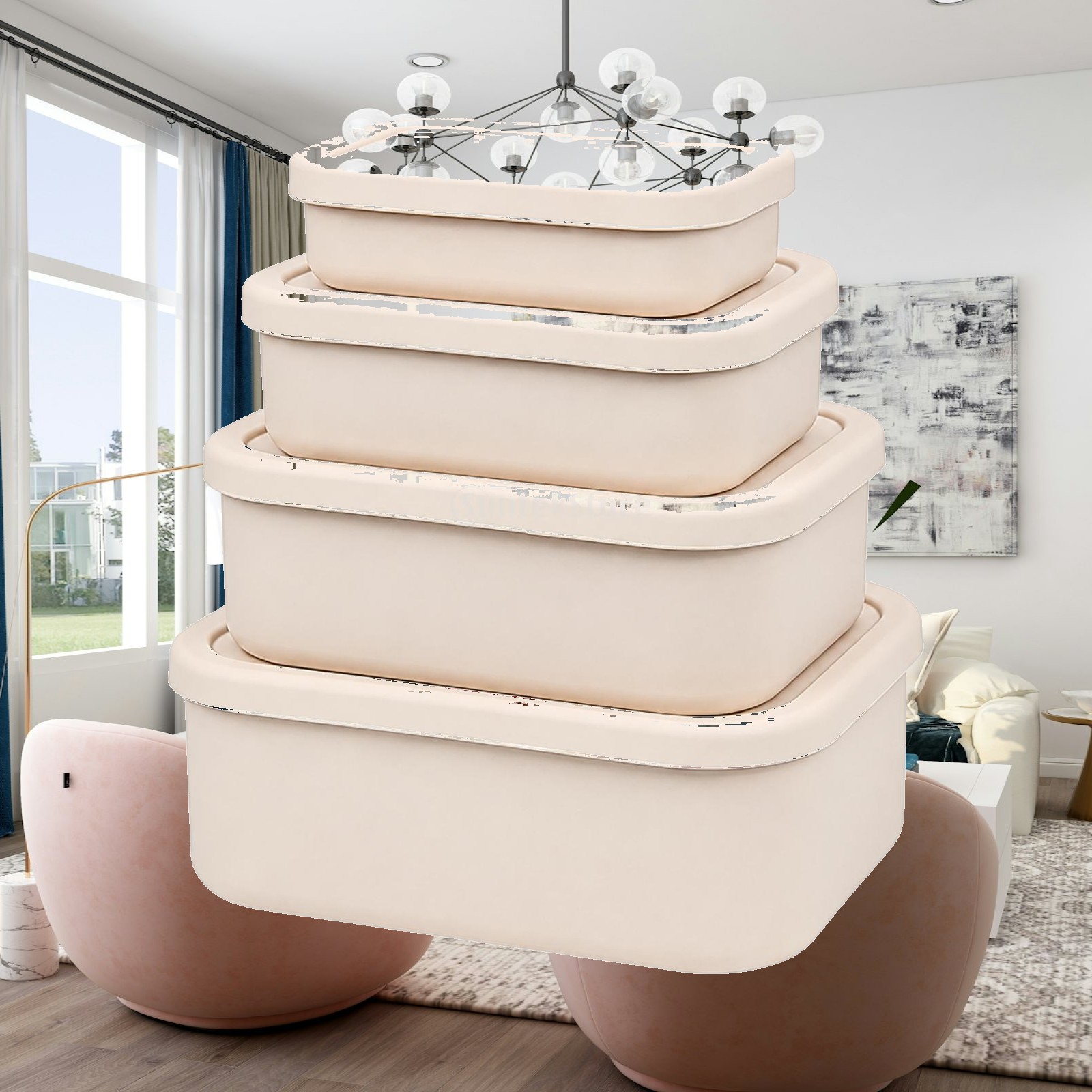 Food Storage Building - กล่องเก็บอาหารซิลิโคน ปลอดภัยสำหรับแช่แข็ง พร้อมฝาปิด โครงสร้างยืดหยุ่น ใช้ซ้ำได้ ดีไซน์มุมโค้งมน