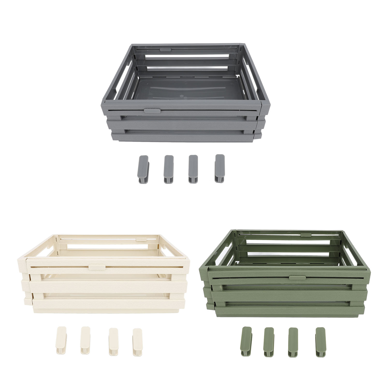Stackable Pantry Bin - กล่องเก็บของแบบพับเก็บได้ กล่องเก็บของจิปาถะแบบซ้อนได้ กล่องจัดระเบียบตู้กับข้าว กล่องเก็บของ ทนทานต่อการเปลี่ยนรูปทรง สำหรับห้องนอน
