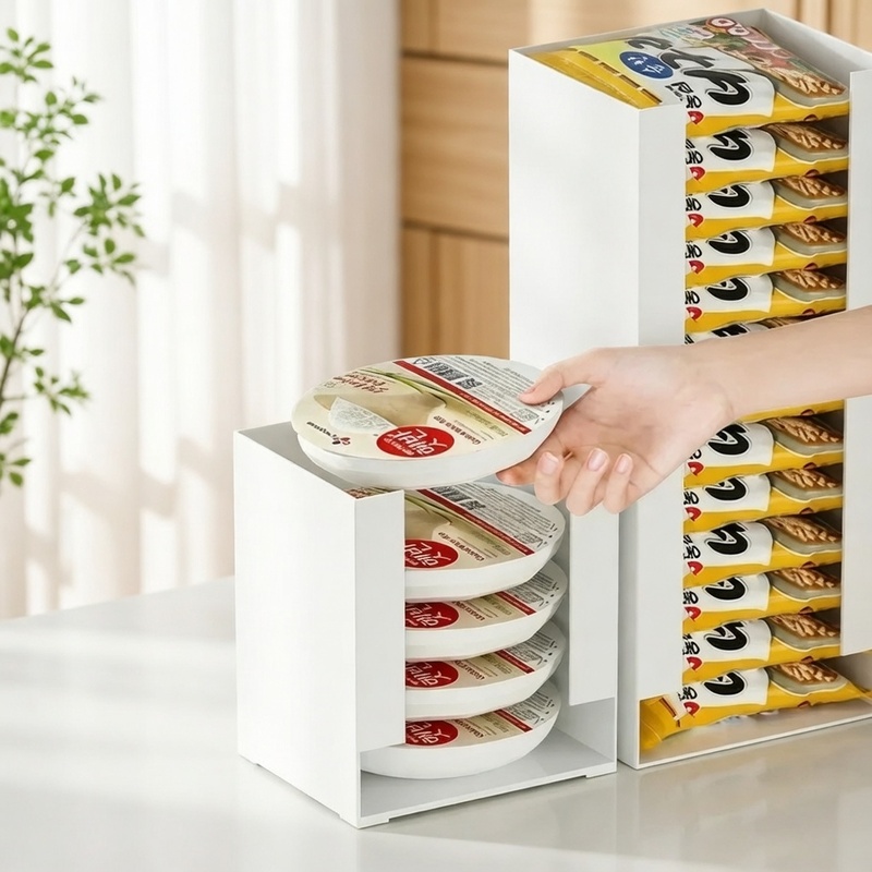 Food Storage In Pantry - ที่จัดเก็บในครัวแบบซ้อนกันได้สำหรับถ้วยบะหมี่กึ่งสำเร็จรูป ภาชนะเก็บบะหมี่อเนกประสงค์ ตู้เก็บของในครัว ช่วยประหยัดพื้นที่