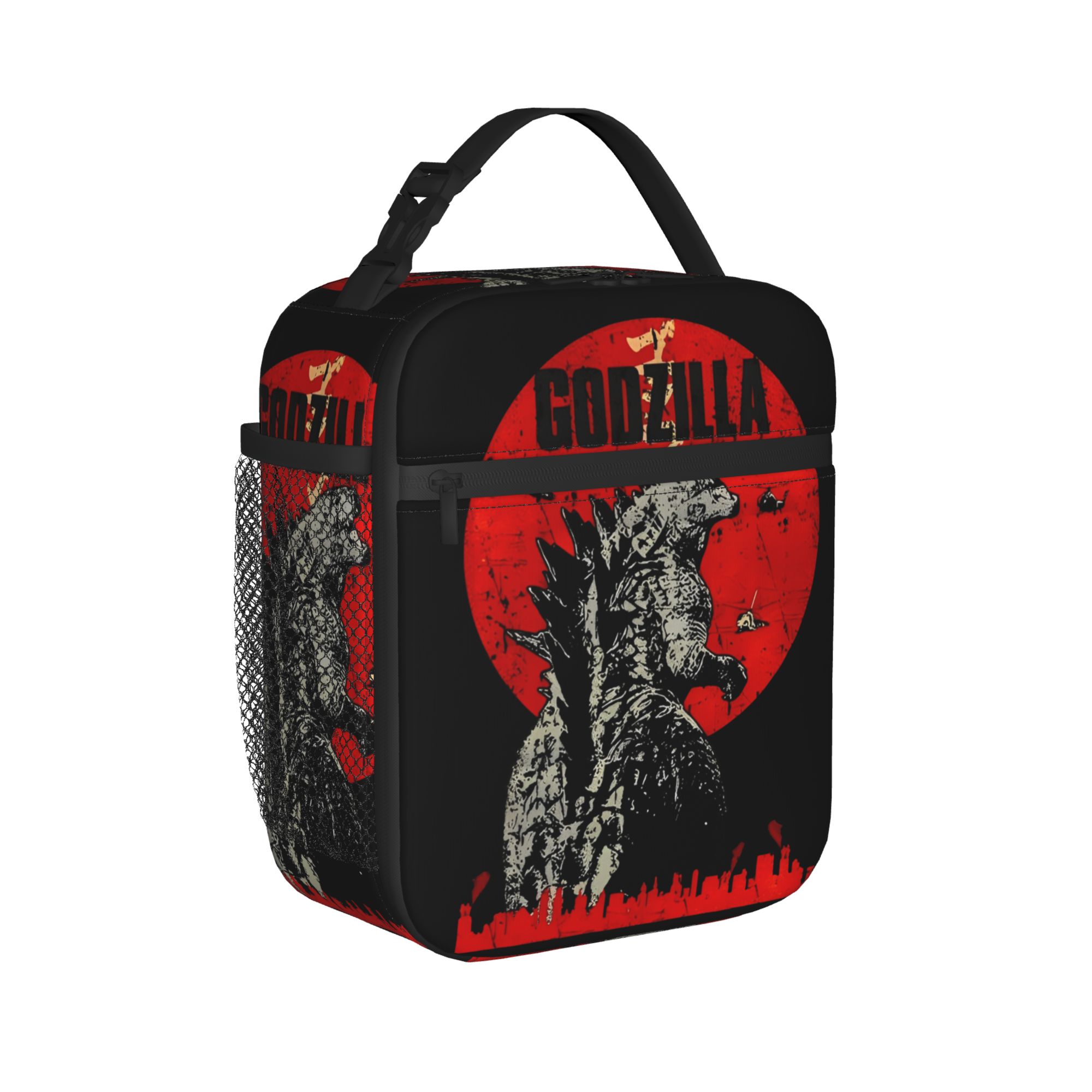 Food Storage Warmer - กระเป๋าใส่อาหารกลางวันแบบมีฉนวนกันความร้อน Godzillaed กระเป๋าเก็บความร้อนแบบใช้ซ้ำได้ กล่องใส่อาหารกลางวันลายอนิเมะ ความจุสูง กระเป๋าหิ้วใส่อาหาร