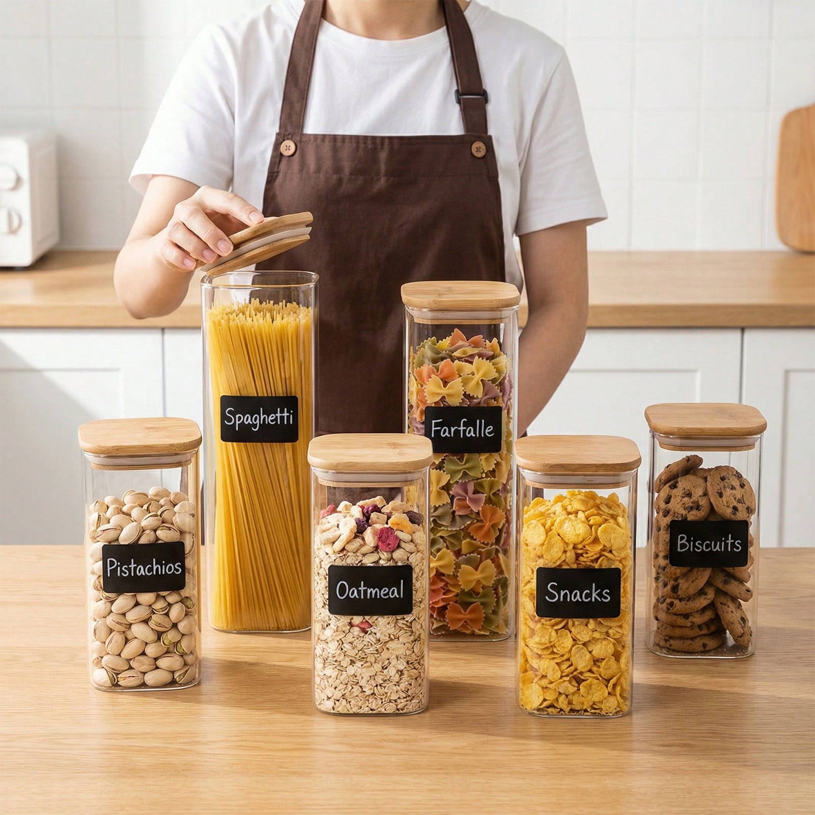 ชุดภาชนะเก็บอาหารแก้วพร้อมฝาปิ - Food Storage In Pantry บทวิจารณ์และราคา