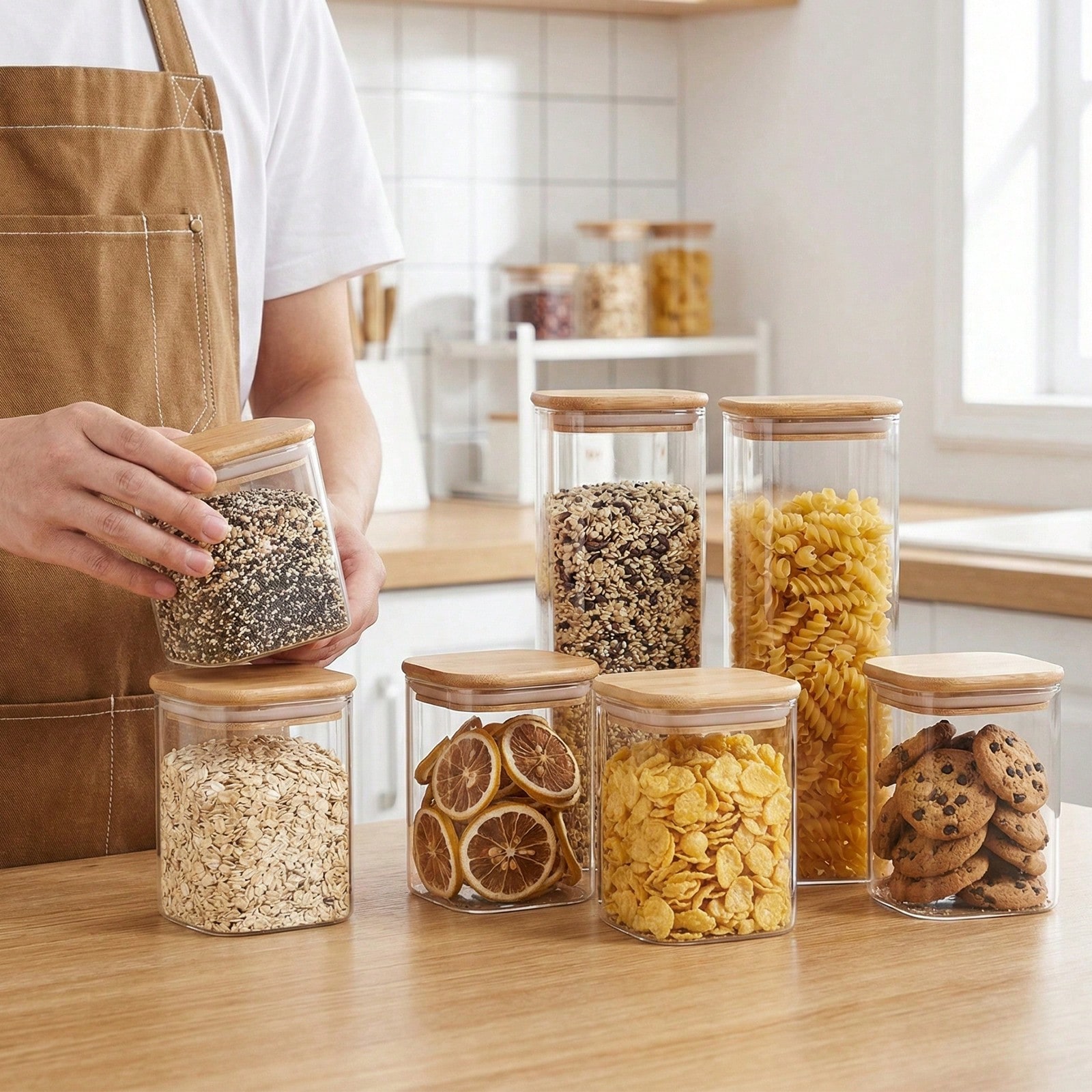 ชุดภาชนะเก็บอาหารแก้วพร้อมฝาปิ - Food Storage In Pantry บทวิจารณ์และราคา