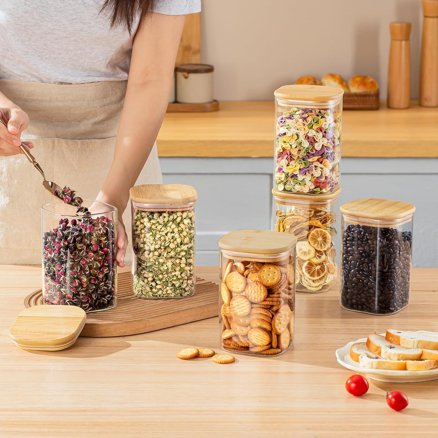 ชุดโหลแก้วเก็บอาหาร 6 ใบ ทรงสี - Food Storage In Pantry บทวิจารณ์และราคา