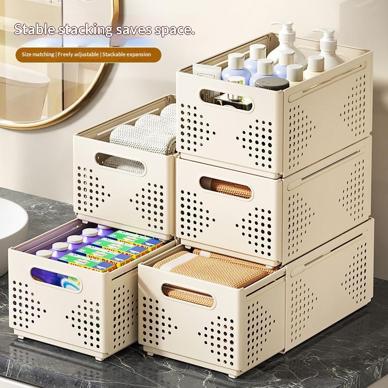 ● กล่องเก็บของพลาสติกแบบยืดหดไ - Stackable Pantry Bin บทวิจารณ์และราคา