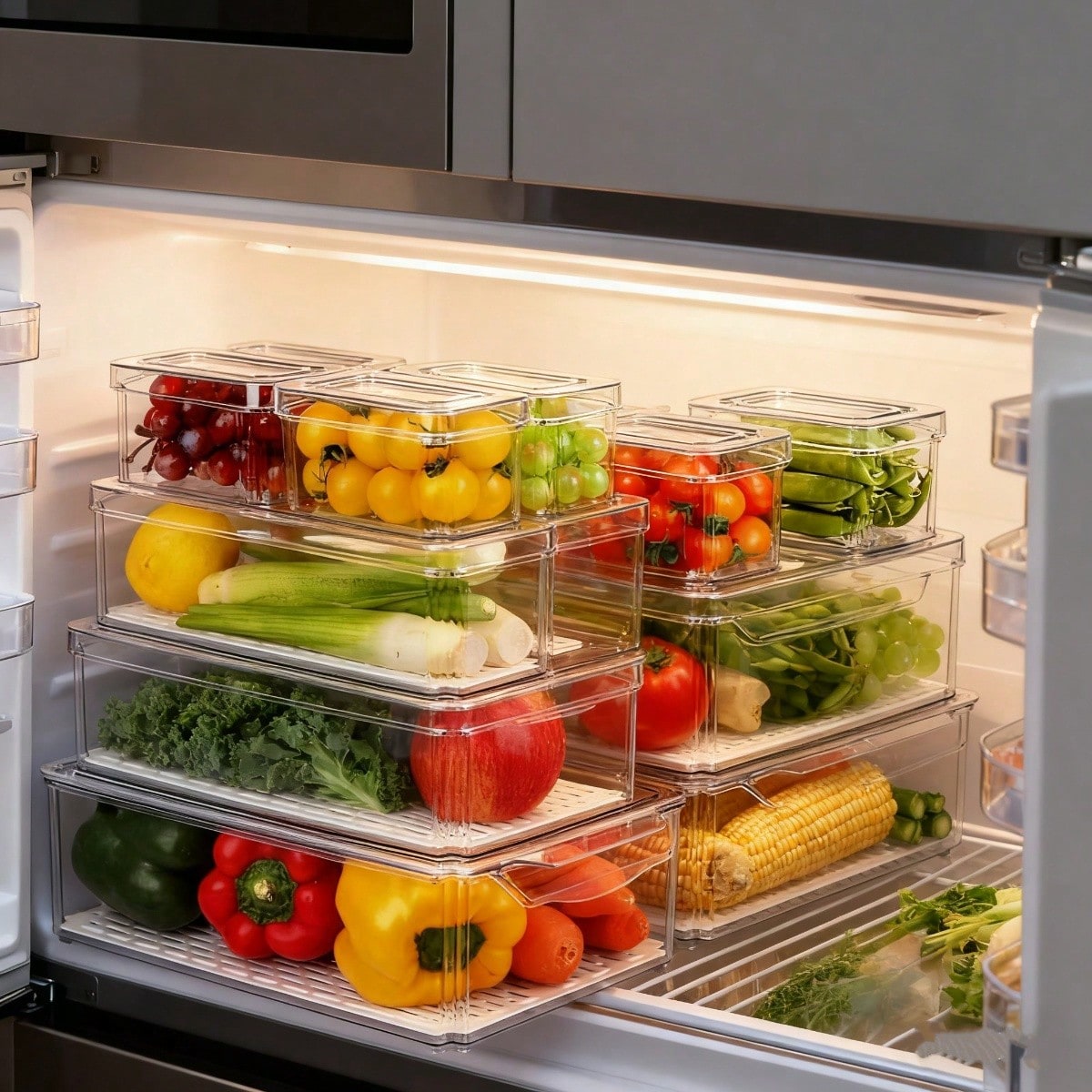 ชุดกล่องจัดระเบียบตู้เย็นแบบซ้ - Stackable Pantry Bin บทวิจารณ์และราคา