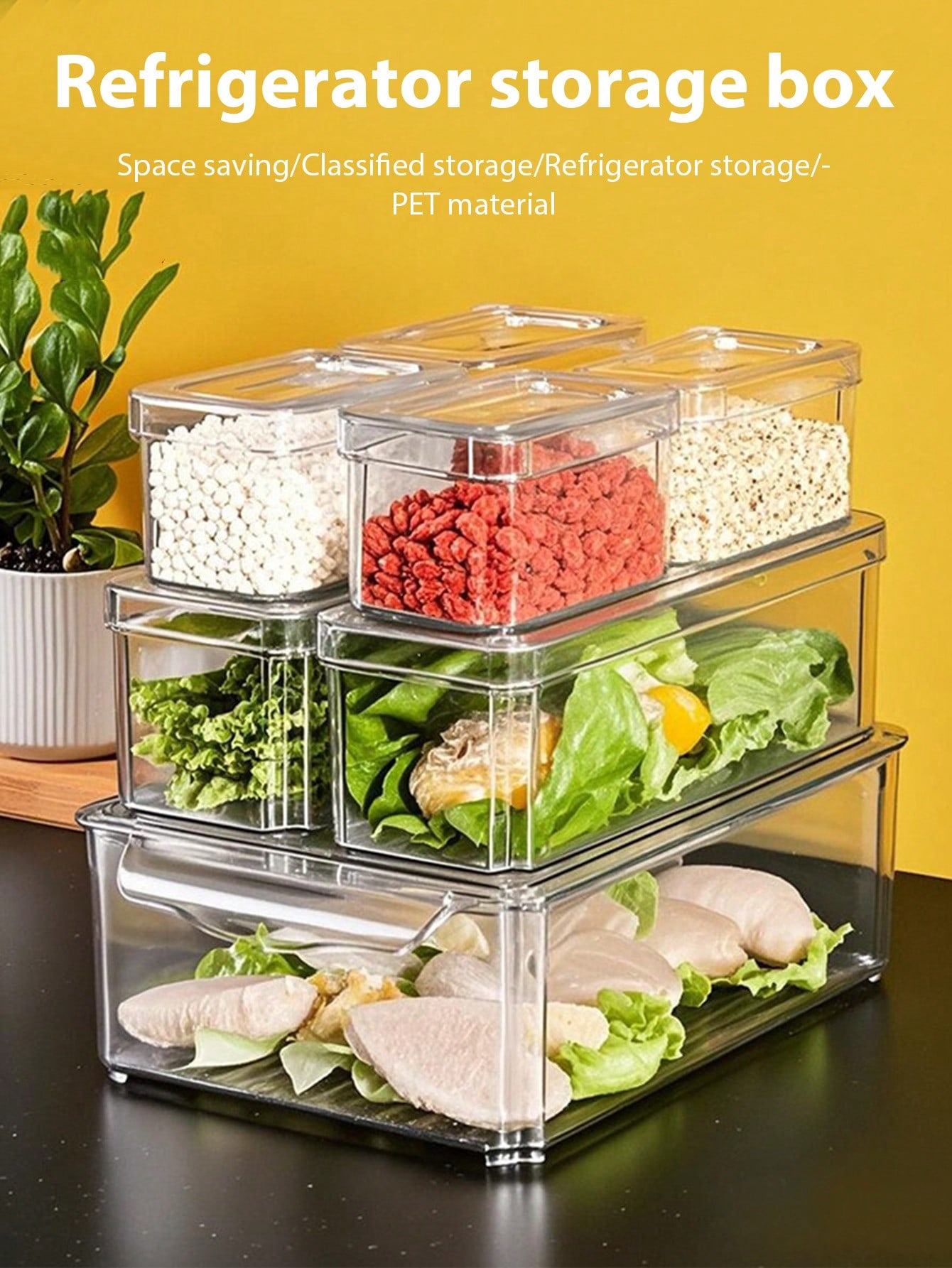 ชุดกล่องจัดระเบียบตู้เย็นแบบซ้ - Stackable Pantry Bin บทวิจารณ์และราคา