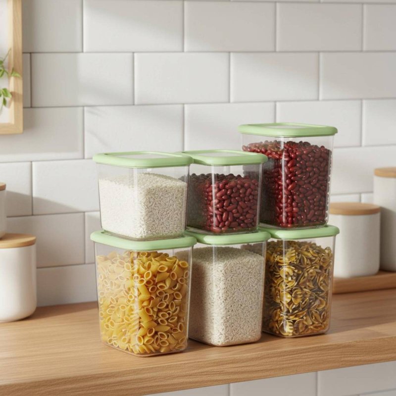ชุดกล่องถนอมอาหารสุญญากาศ 6 ชิ - Stackable Pantry Bin บทวิจารณ์และราคา