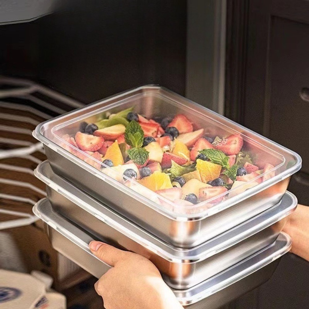 ถาดเสิร์ฟสแตนเลสเกรดอาหารพร้อม - Food Storage Containers With Lids บทวิจารณ์และราคา