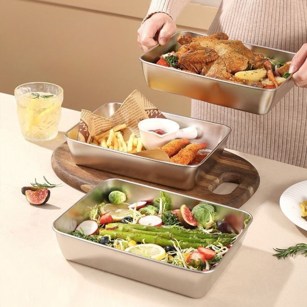 ถาดเสิร์ฟสแตนเลสเกรดอาหารพร้อม - Food Storage Containers With Lids บทวิจารณ์และราคา