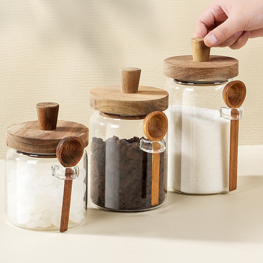 โถเก็บอาหารแก้วใสพร้อมฝาไม้ปิด - Food Storage Containers With Lids บทวิจารณ์และราคา