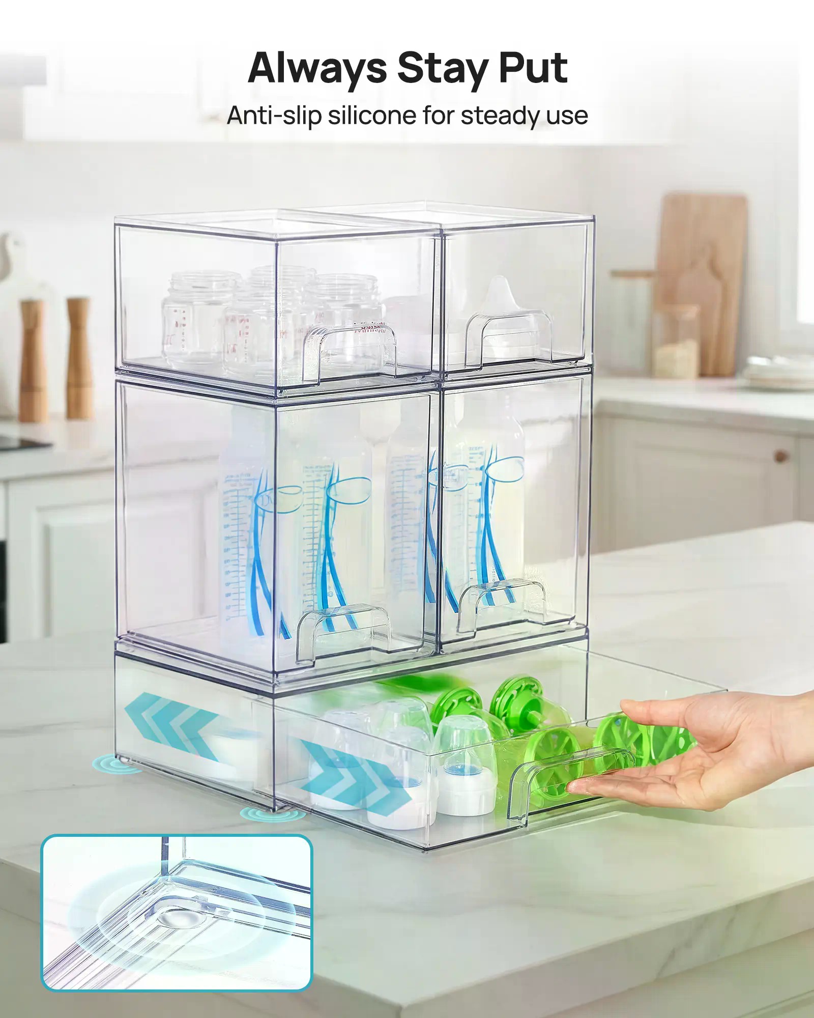 ชุด 5/8 ชิ้น กล่องจัดเก็บขวดนม - Stackable Pantry Bin บทวิจารณ์และราคา